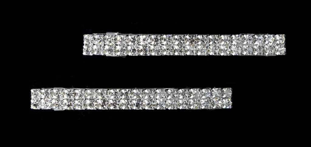 Pair of 2 Row Rhinestone Barrettes - #11772