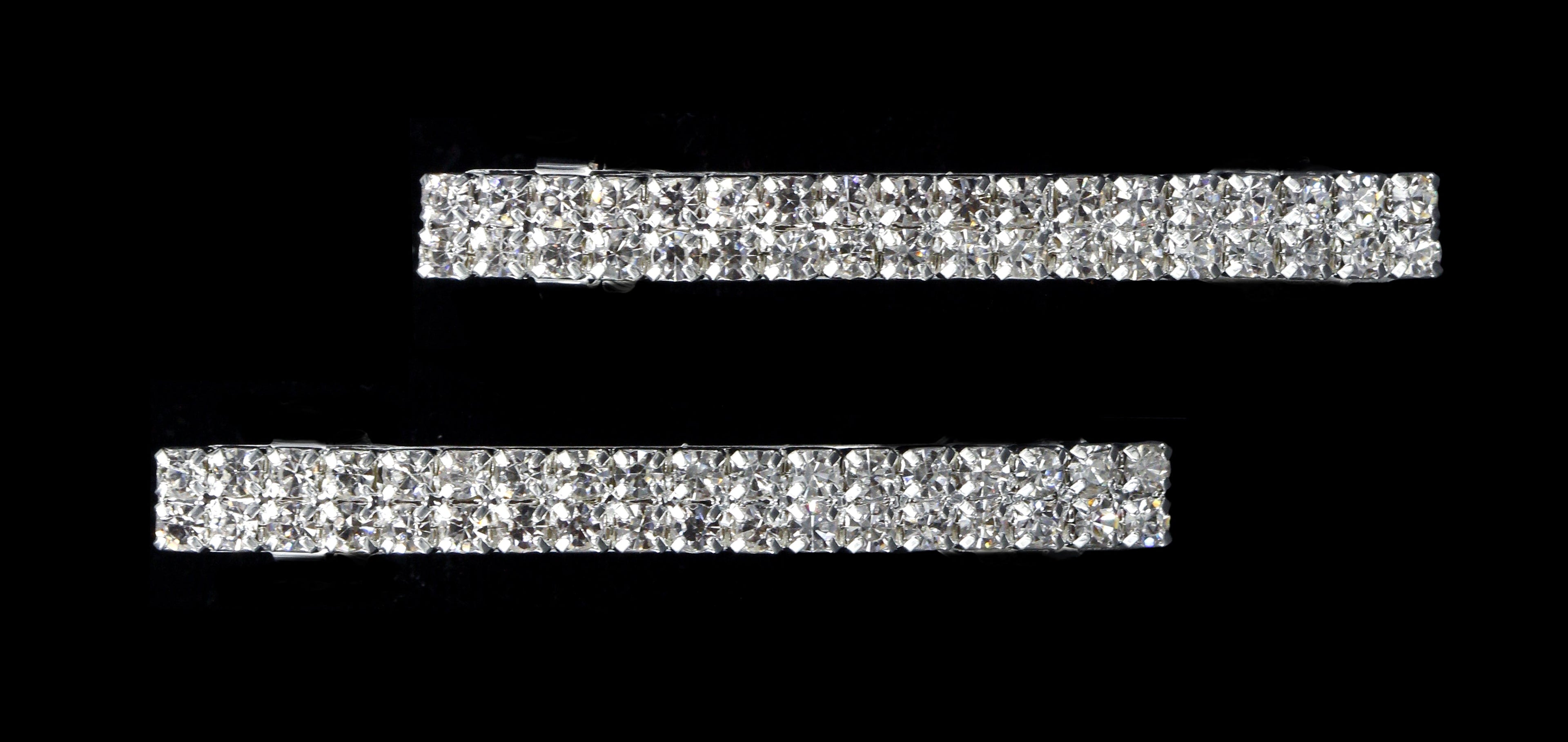 Pair of 2 Row Rhinestone Barrettes - #11772