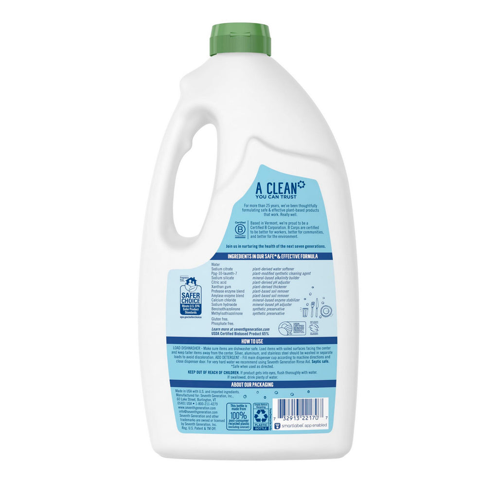 Seventh Generation 無香料 自動食器洗浄機用洗剤ジェル (42オンス x 6本)