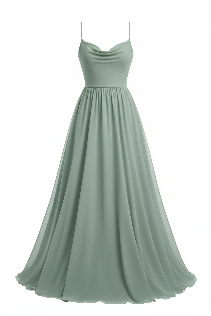 Sage green chiffon bridesmaid dress