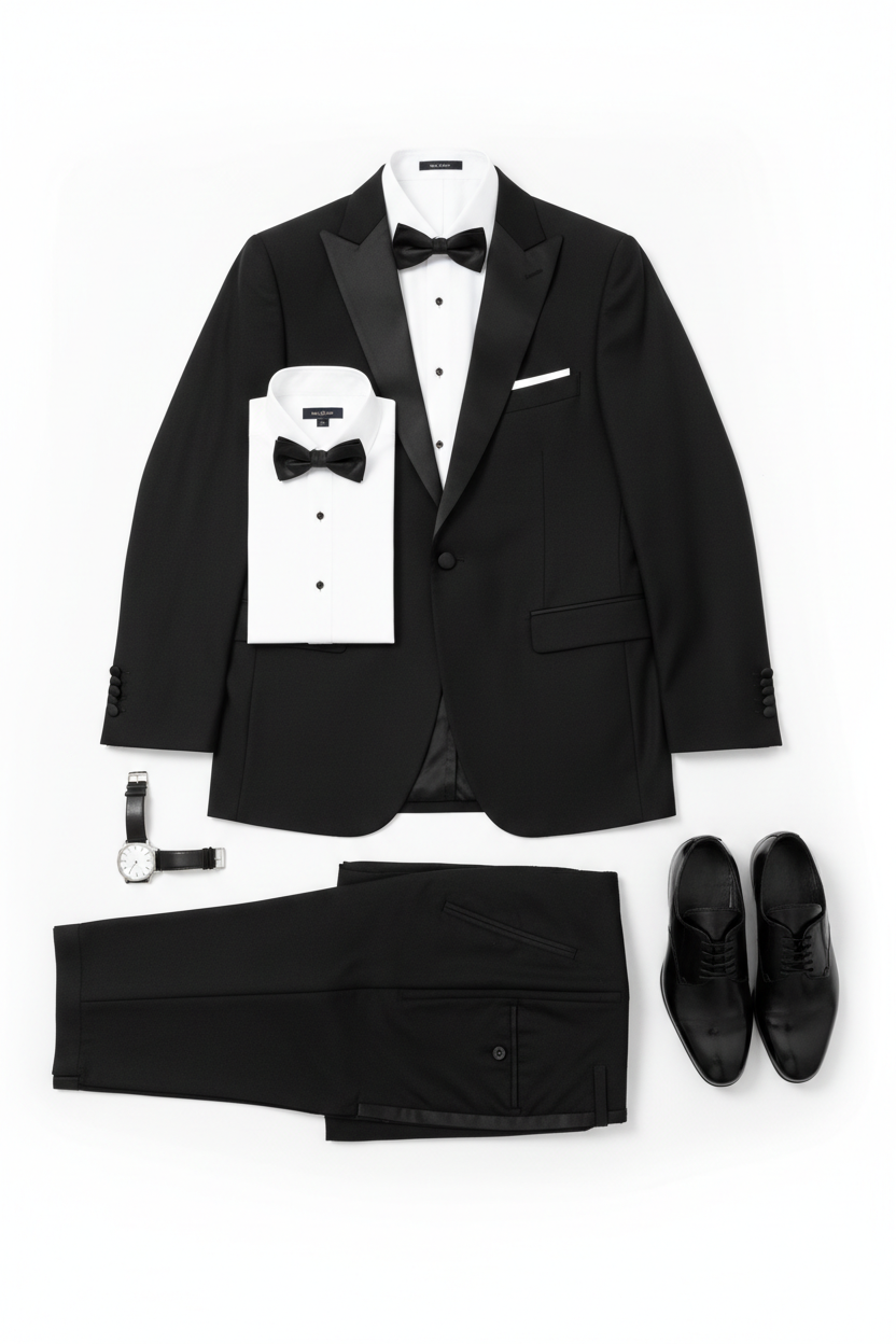 Slim fit tuxedo flat lay